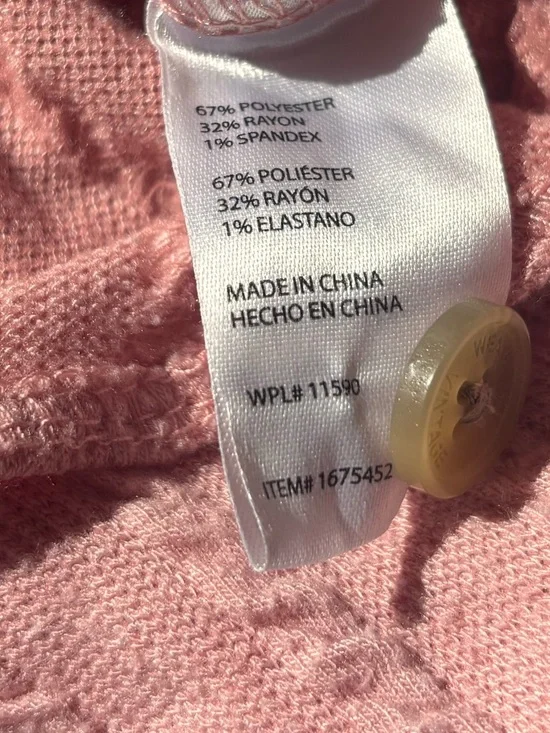 Weatherproof Vintage Pink Textured Knit Top M Button Front Cottagecore  Tee - Picture 7 of 8